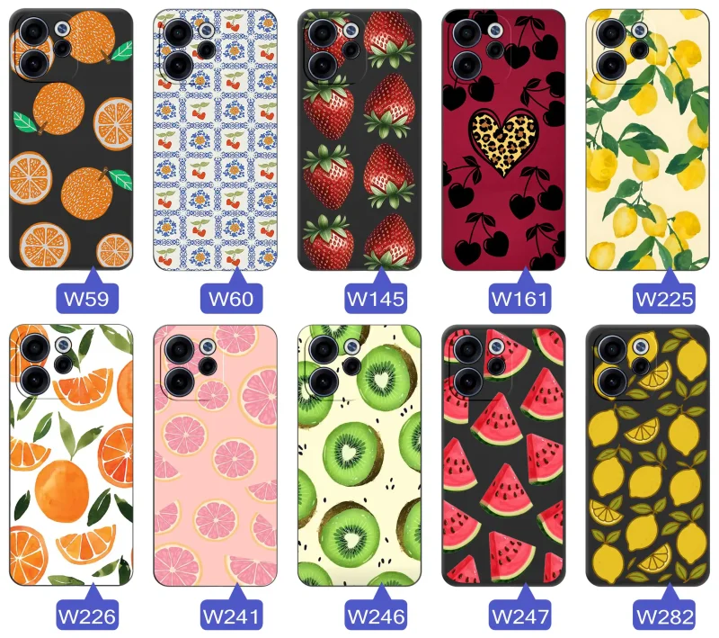 Kolekcja etui z owocami do Oppo Reno 15 F / 15 FS 5G - truskawki, pomarańcze, cytryny, kiwi
