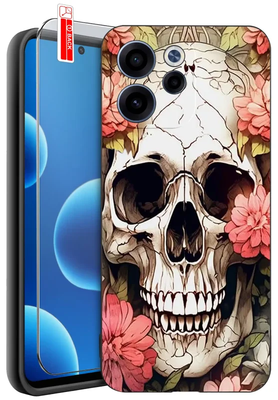 Etui do Oppo Reno 15 F / 15 FS 5G z motywem czaszki i kwiatów w stylu halloween