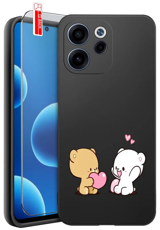 Etui walentynkowe do Oppo Reno 15 F / 15 FS 5G z uroczym motywem dwóch misiów i serduszek