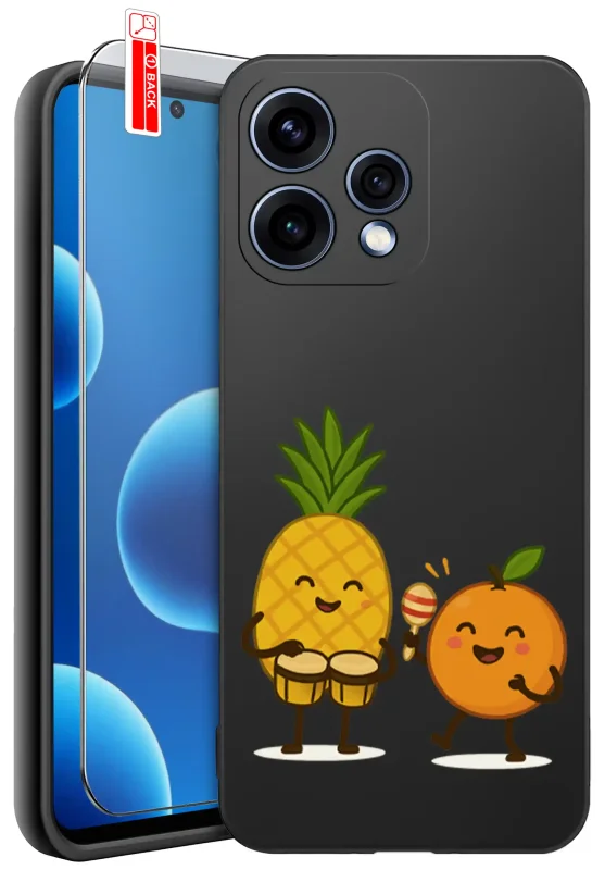 Etui z owocami do Oppo Reno 15 5G - pomarańcza i ananas z instrumentami