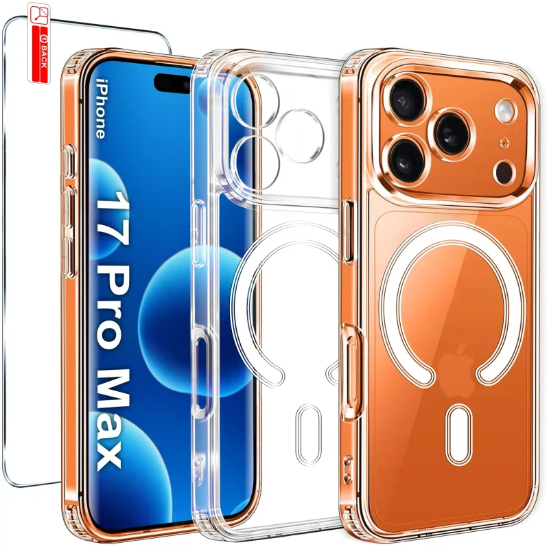 Etui do iPhone 17 Pro Max Magsafe bezbarwne ze szkłem