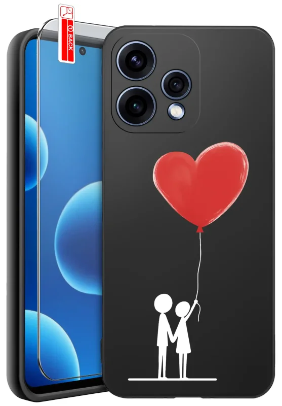 Etui walentynkowe do Oppo Reno 15 5G z czerwonym balonem w kształcie serca oraz grafiką zakochanej pary