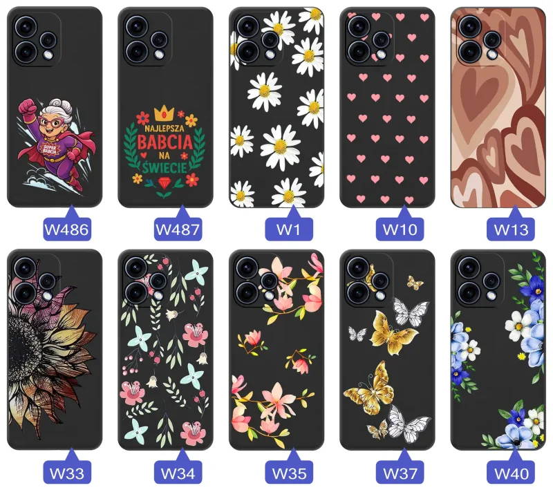 Różne etui dla babci do Oppo Reno 15 5G – kwiaty, serca, napis Najlepsza Babcia na świecie, Babcia superbohaterka