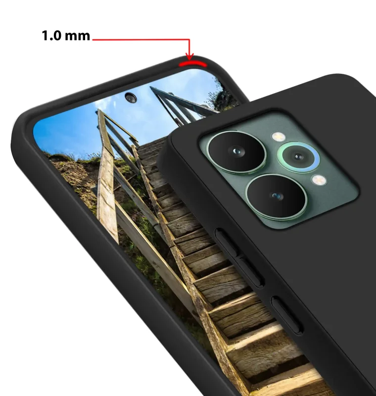 Etui matowe czarne na Realme 15 5G / 15 Pro 5G z podwyższonym rantem 1.0 mm – ochrona ekranu i modułu aparatu