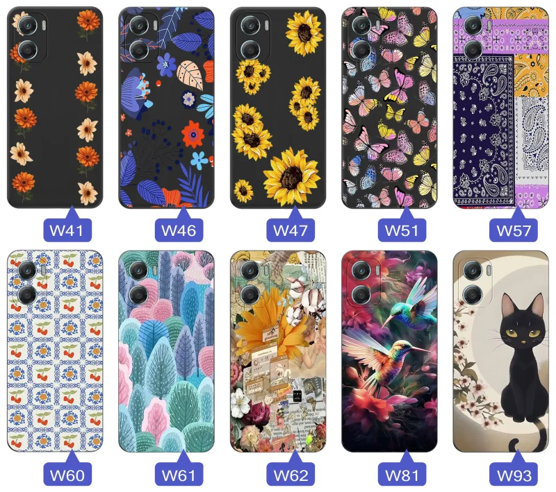 Kolekcja wzorów dla babci na Motorola Moto G06 / G06 Power – kwiaty, motyle, ptaki, kotki