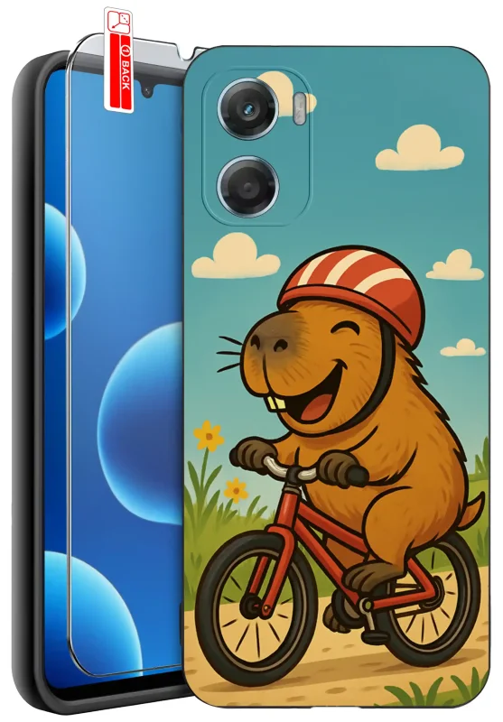 Etui z kapibarą do Motorola Moto G06 / G06 Power – case z zabawną kapibarą jadącą na rowerze