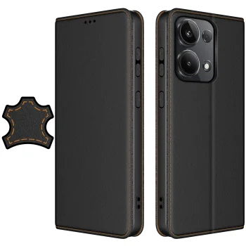Etui do Xiaomi Redmi Note 13 Pro 4G skórzane zamykane czarne ze szkłem