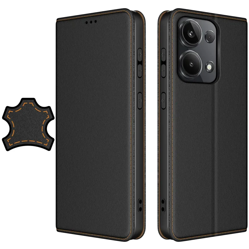 Etui do Xiaomi Redmi Note 13 Pro 4G skórzane zamykane czarne ze szkłem