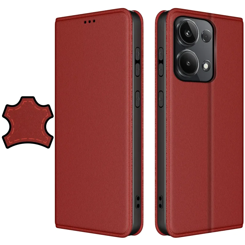 Etui do Xiaomi Redmi Note 13 Pro 4G skórzane zamykane bordowe ze szkłem