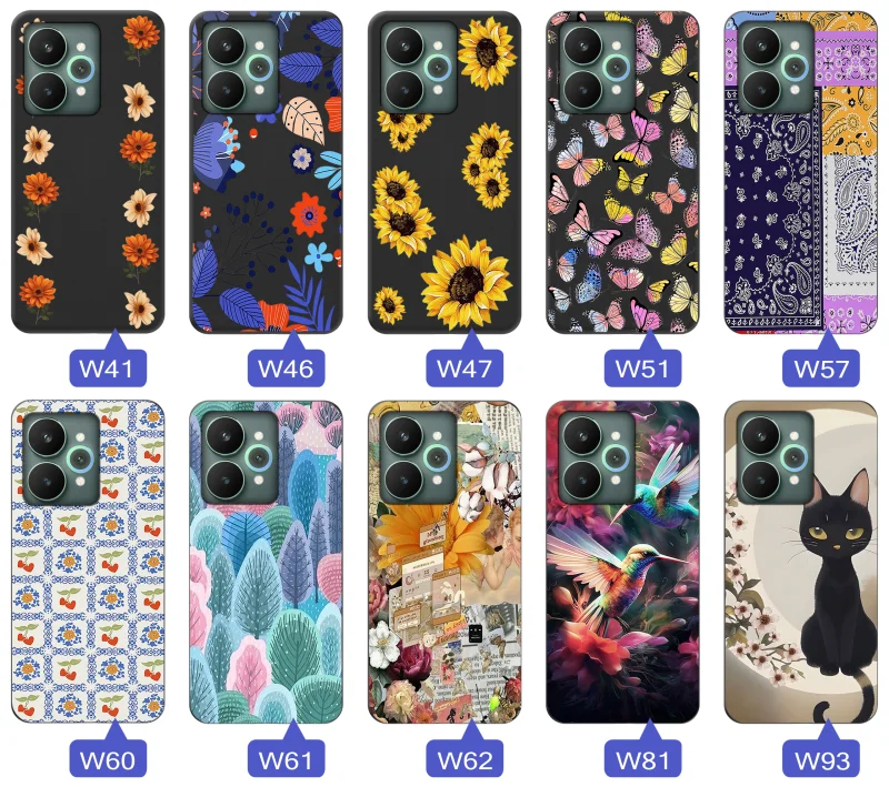 Kolekcja wzorów na Realme 15 5G / 15 Pro 5G – kwiaty, motyle, ptaki, kotki