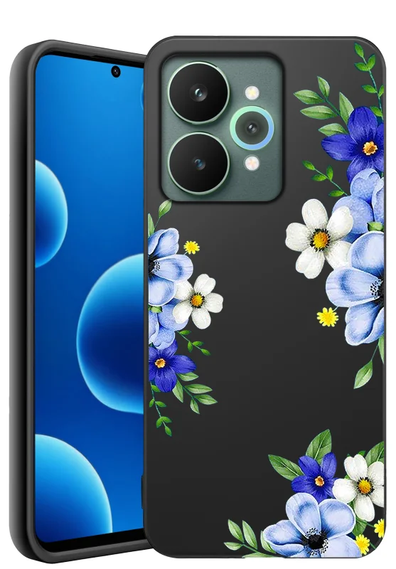 Etui na Dzień Babci do Realme 15 5G / 15 Pro 5G z niebieskimi kwiatami