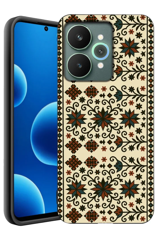 Etui ludowe do Realme 15 5G / 15 Pro 5G– motyw folkowy z ornamentami i kwiatami