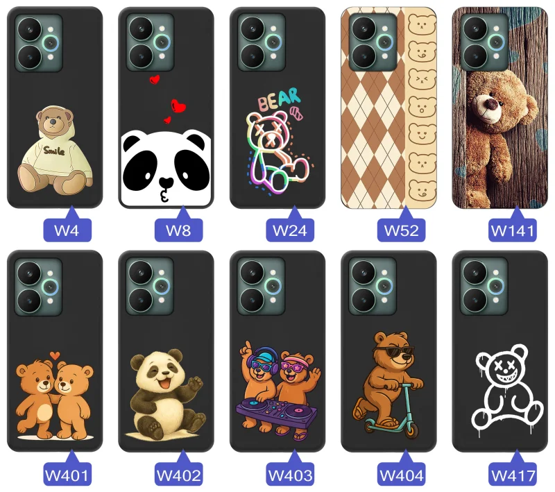 Kolekcja wzorów z misiem na Realme 15 5G / 15 Pro 5G - pandy, koale, urocze misie