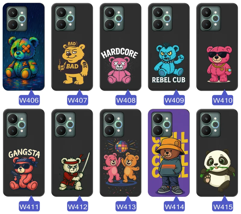 Różne wzory z misiem do Realme 15 5G / 15 Pro 5G - kolorowe grafiki i napisy