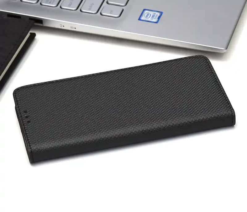 Czarne etui z klapką do Xiaomi Redmi 9 – elegancki pokrowiec typu book case