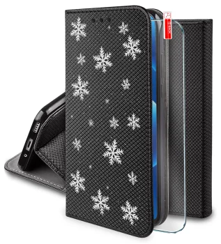 Etui do Xiaomi Redmi 9 zamykane z wzorami świątecznymi ze szkłem