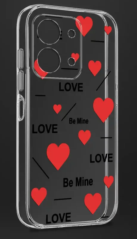 Przezroczysty case walentynkowy do Xiaomi Redmi 15C z sercem i napisem love