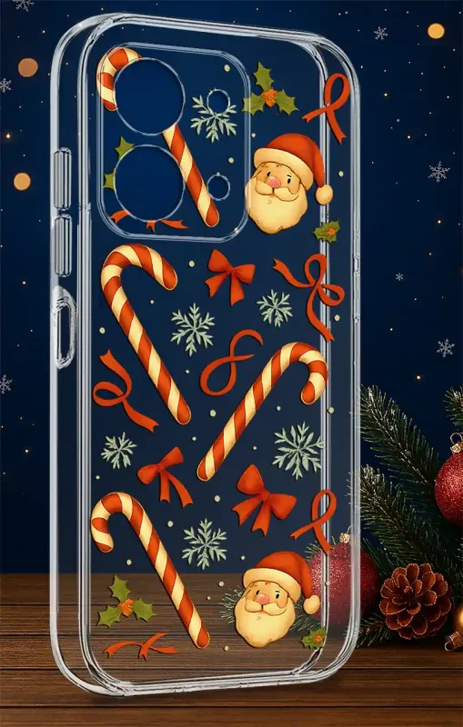 Przezroczysty case świąteczny do Xiaomi Redmi 15C 5G z Mikołajem