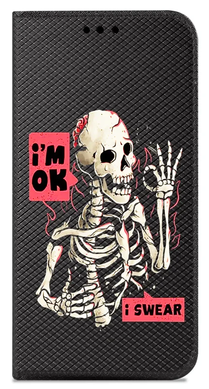 Etui z klapką do Oppo A5 Pro 5G z nadrukiem szkieletu