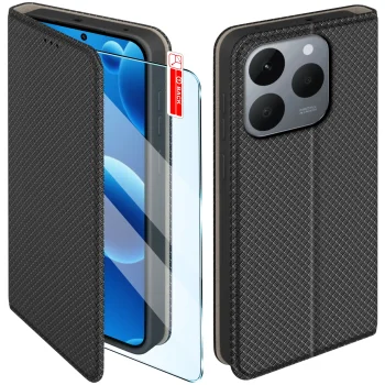 Etui do Realme 15T 5G czarne zamykane ze szkłem
