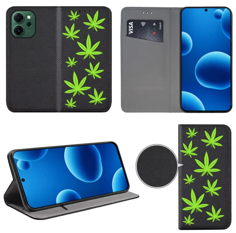 Etui książkowe do Oppo Reno 14 FS 5G / 14 F 5G z fajnym wzorem, widok przodu i tyłu, kieszonka na kartę oraz funkcja podstawki