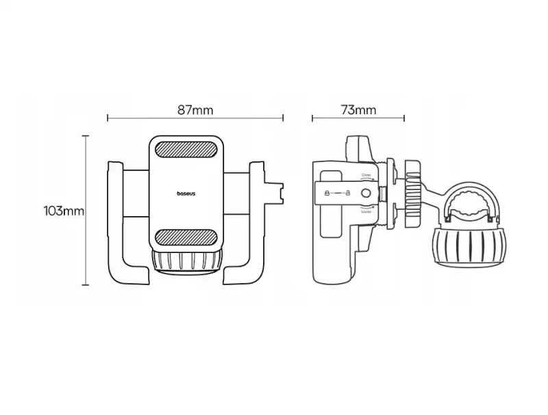 Wymiary uchwytu na telefon do roweru Baseus