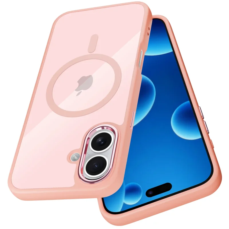 Etui z kółkiem do iPhone 17 w kolorze różowym - kompatybilne z MagSafe