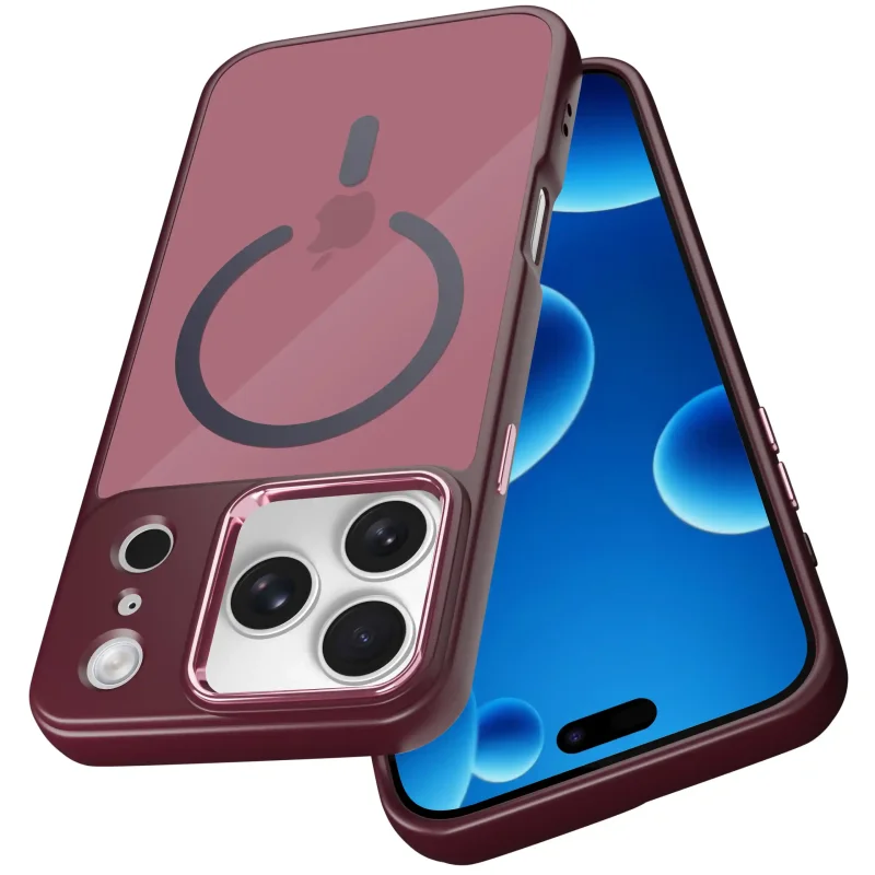 Etui z kółkiem do iPhone 17 Pro w kolorze burgundowym - kompatybilne z MagSafe