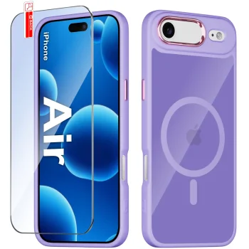Etui do iPhone Air Magsafe magnetyczne fioletowe ze szkłem