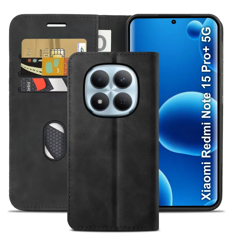 Skórzane etui book case Xiaomi Redmi Note 15 Pro+ Plus 5G – ochrona telefonu, miejsce na karty i dopasowana konstrukcja