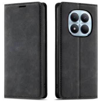 Etui do Xiaomi Redmi Note 15 4G / 5G z klapką skórzane Velvet czarne