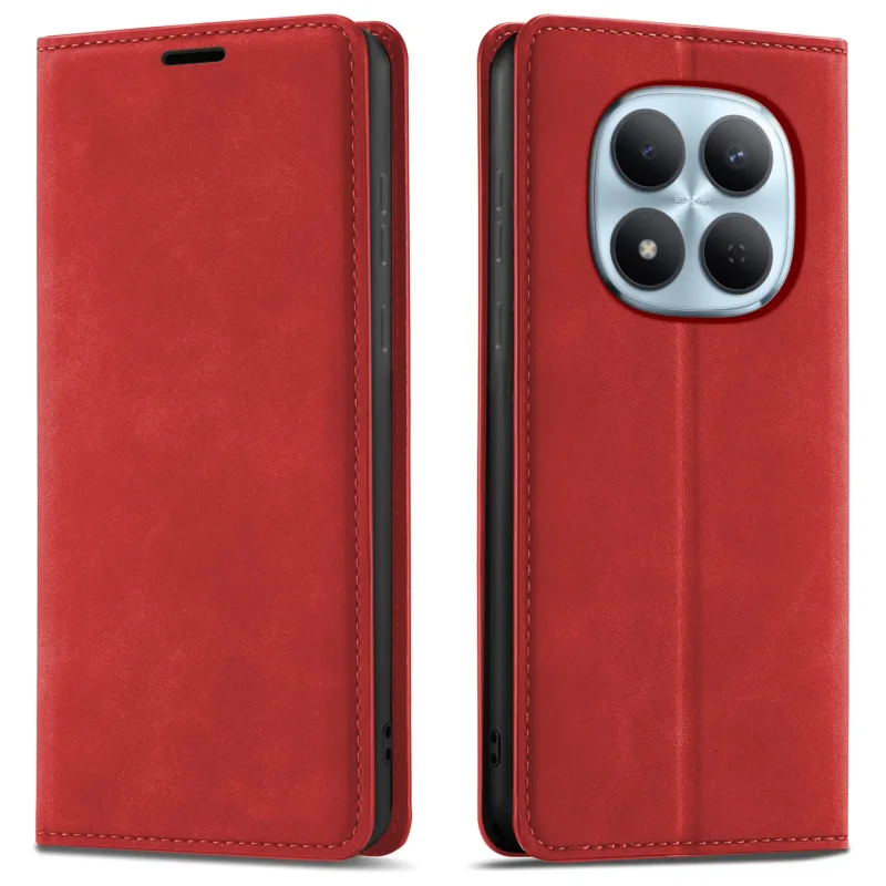 Skórzane etui z klapką do Xiaomi Redmi Note 15 4G / 5G  czerwone