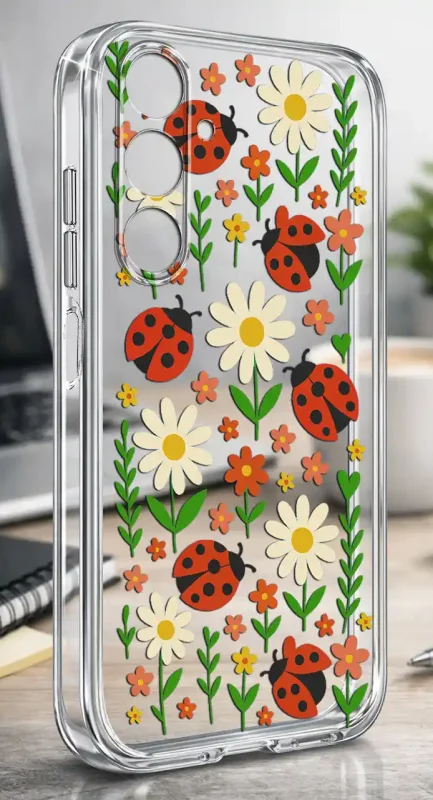 Przezroczyste etui Samsung Galaxy A05s kolorowe kwiaty motylki pszczółki wzór wiosenny
