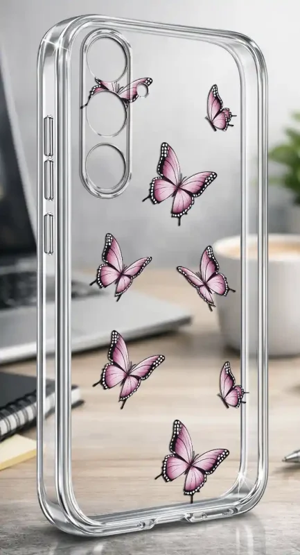 Przezroczyste etui wiosna Samsung Galaxy A56 5G z motylami