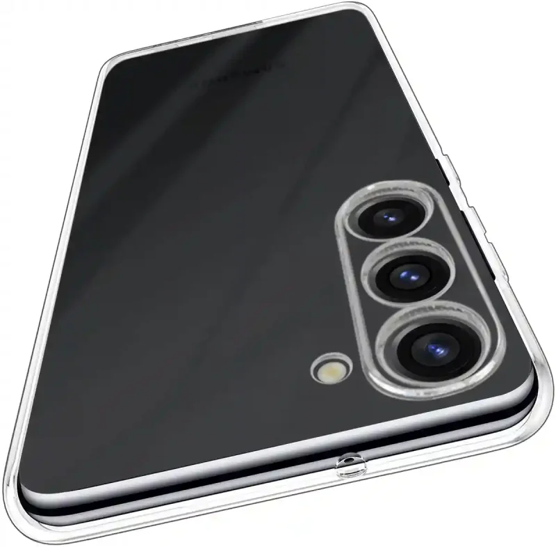 Wzmocniona ochrona aparatu w etui przezroczystym do Samsung Galaxy S23 – zbliżenie na wyspę kamery