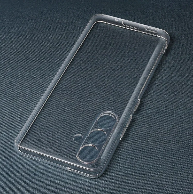 Transparentne etui ochronne do Samsung Galaxy S23 FE – widok samego case’a z wycięciem na aparat i porty
