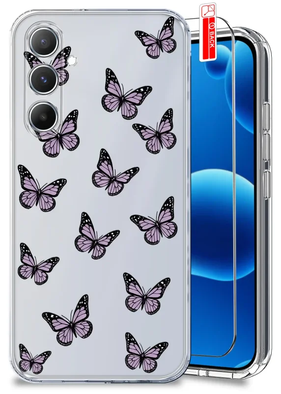 Etui wiosenne do Samsung Galaxy A55 5G przezroczyste z motywem motylków