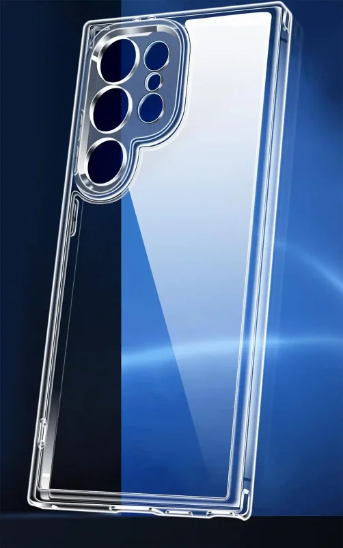Transparentne etui ochronne do Samsung Galaxy S24 Ultra – widok samego case’a z wycięciem na aparat i porty