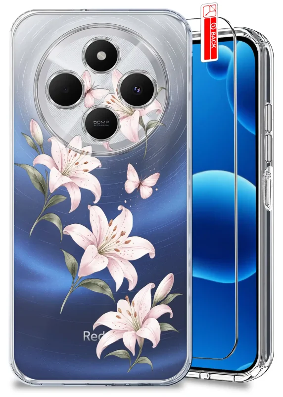 Etui wiosenne do Xiaomi Redmi 14C przezroczyste z kolorowym wzorem kwiatków