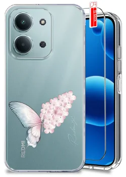 Etui do Xiaomi Redmi 15C przezroczyste różne wzory wiosenne ze szkłem