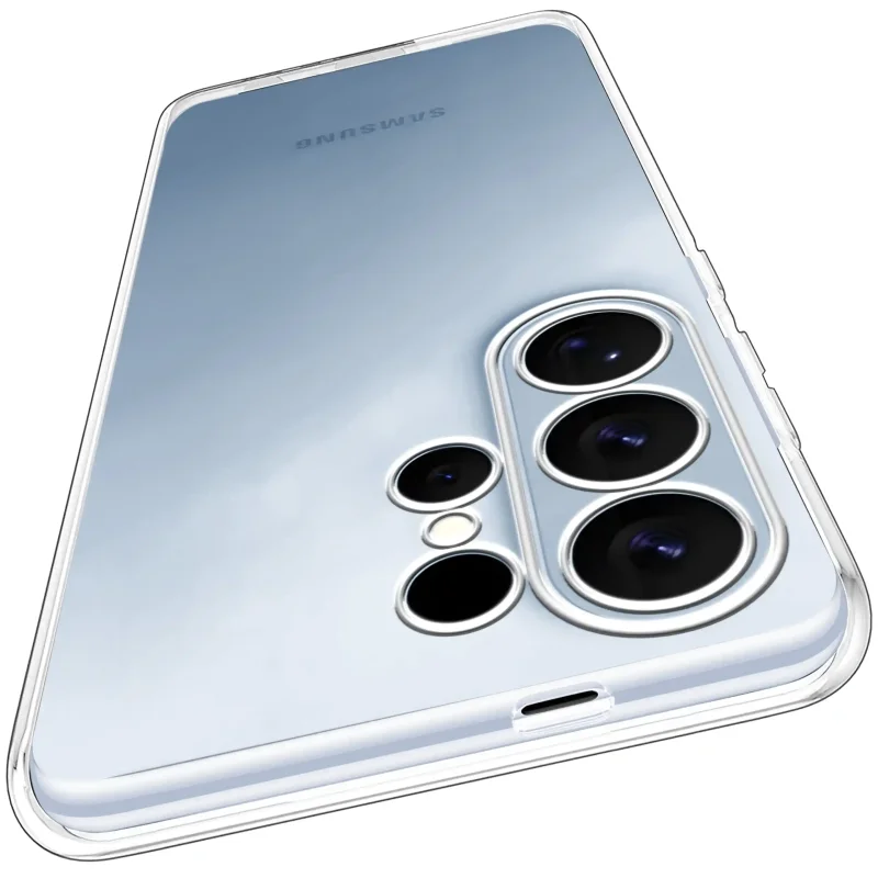 Wzmocniona ochrona aparatu w etui przezroczystym do Samsung Galaxy S26 Ultra – zbliżenie na wyspę kamery