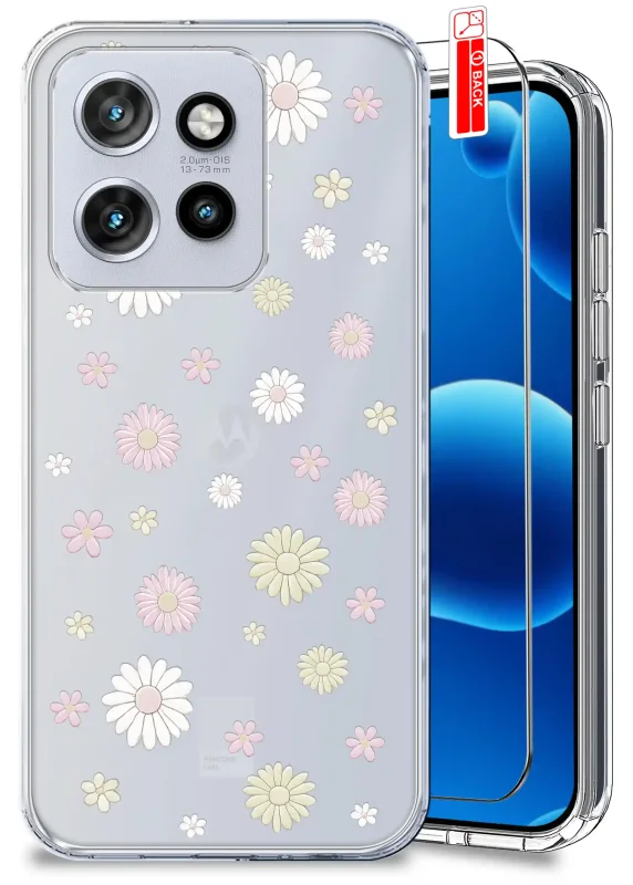 Etui wiosenne do Motorola Edge 50 Neo przezroczyste z kolorowym wzorem kwiatków