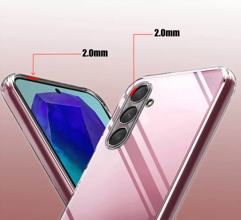 Etui Clear Case do Samsung Galaxy M55 5G – podwyższone ranty 2.0 mm chroniące ekran i aparat
