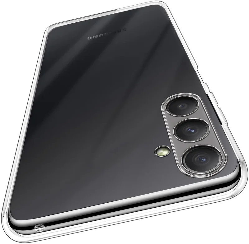 Wzmocniona ochrona aparatu w etui przezroczystym do Samsung Galaxy M35 5G – zbliżenie na wyspę kamery