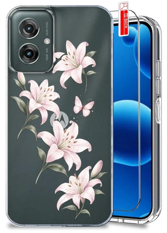Etui wiosenne do Motorola Moto G55 5G przezroczyste z kolorowym wzorem kwiatków