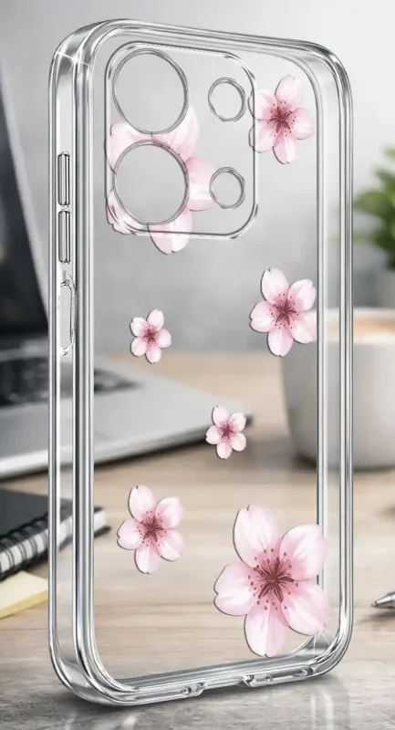 Przezroczyste etui wiosna Xiaomi Redmi Note 13 4G z kwiatkami