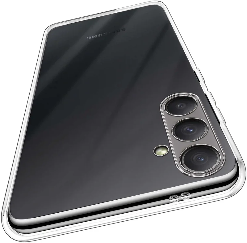 Wzmocniona ochrona aparatu w etui przezroczystym do Samsung Galaxy A56 5G – zbliżenie na wyspę kamery