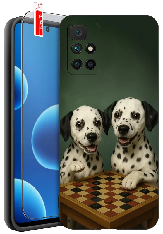 Etui z psem do Xiaomi Redmi 10 - dwa dalmatyńczyki grające w warcaby