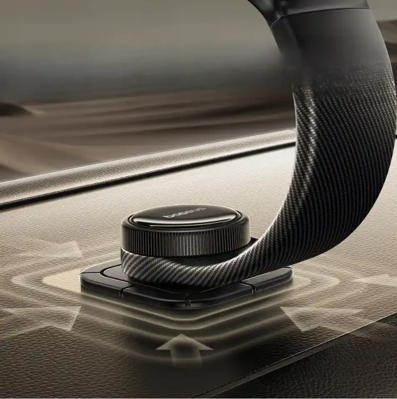 Mocowanie uchwytu Baseus na kokpit samochodu z przyklejaną podstawą i stabilnym montażem