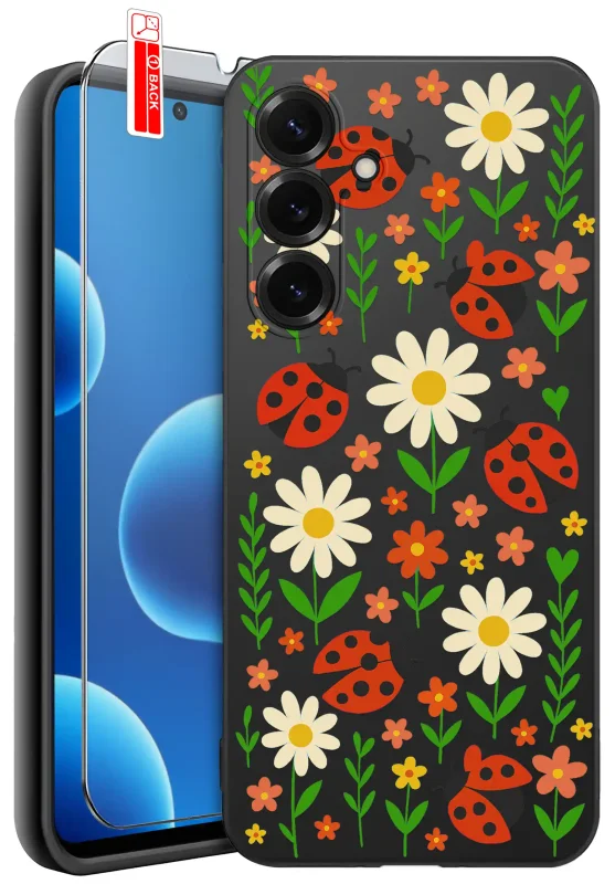 Etui wiosenne do Samsung Galaxy S26 z kwiatkami i biedronkami